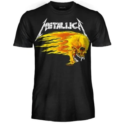Afbeelding van Metallica Pushead Flaming Skull T Shirt Rock Officiële Band Heavy Metal Unisex Volwassenen Jongens,