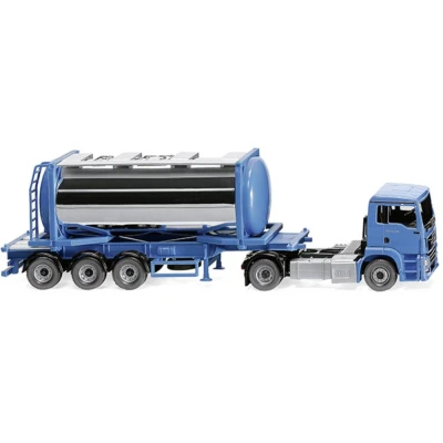 Afbeelding van Wiking 053605 H0 Vrachtwagen MAN TGS trekker met tankcontaineroplegger Swap