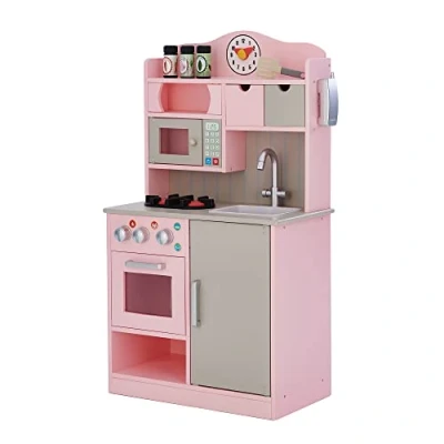 Afbeelding van Kinderkeuken Florence dinette van hout met accessoires voor meisjes en jongens, roze Teamson Kids TD 11708P