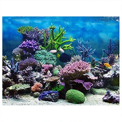 Afbeelding van Mumusuki Aquarium poster onderwater marine koraal vis tank achtergrond verdikt pvc zelfklevend statisch krullen decoratief papier kleverige stickers (61 x 41 cm)
