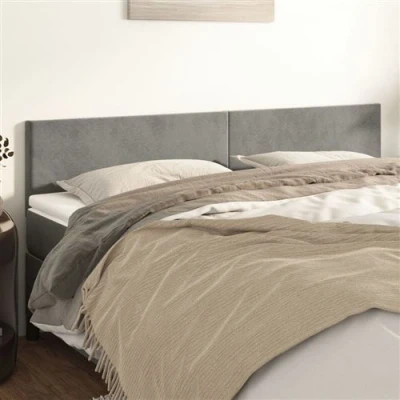 Afbeelding van Hoofdborden 2 st 80x5x78/88 cm fluweel lichtgrijs