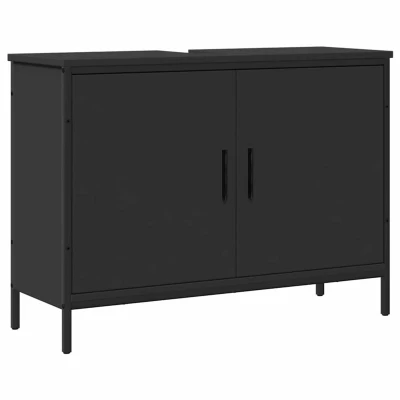 Afbeelding van Wastafelkast 60x30x60 cm bewerkt hout zwart