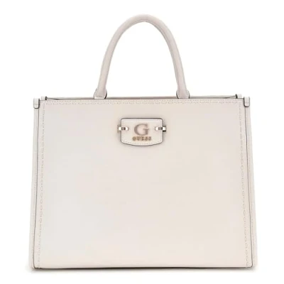 Afbeelding van GUESS Handtas Schoudertas Nastra 2 Compartment Tote Bag Cream White Crème