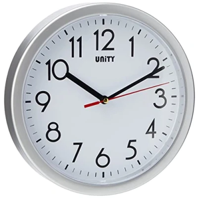 Afbeelding van Unity Hastings 22cm 8,6 inch Silent Sweep moderne wandklok in zilver, 22 x 5 cm