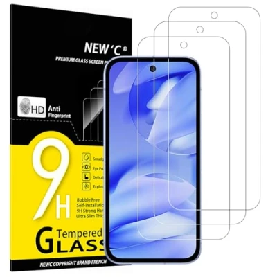 Afbeelding van NEW&#039;C 3 Pièces, Protection Écran pour Google Pixel 9a, Film Protecteur D&#039;écran en Verre Trempé 0.33mm Ultra Transparent, Résistant