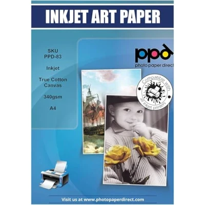 Afbeelding van PPD 10 vellen x A4 canvas Fine Arts bedrukbaar inkjet, 100% katoen, 340 g, fotopapier gestructureerd voor fijne kunst, 83