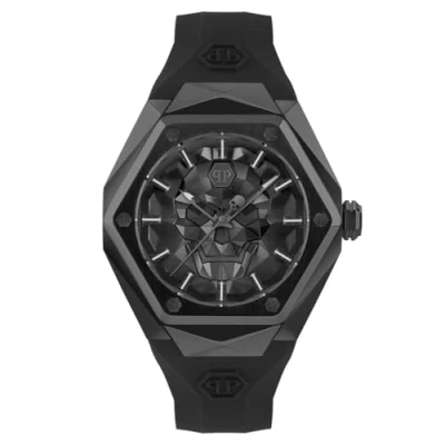 Afbeelding van Philipp Plein The $Kull Spikes PWPWA0324 Horloge Siliconen Zwart Ø 45 mm