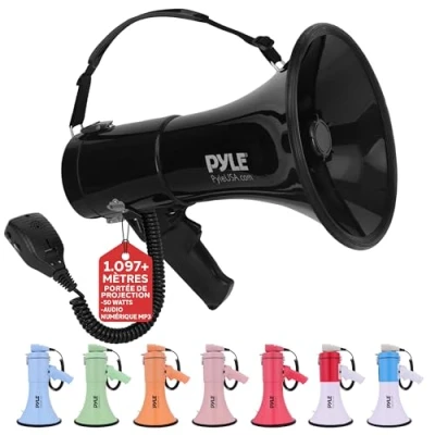 Afbeelding van Pyle Megafoon Speaker 50 Watt Draagbare PA Bullhorn met Sirene en Verstelbaar Volume Bereik tot 1100 m²
