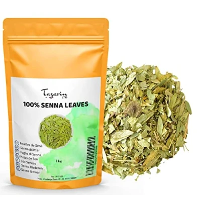 Image de 1kg Feuilles de Séné Entières Puissant Purgatif, Laxatif Naturel Favorise le Transit Intestinal et Nettoyage du Colon Tisane Detox