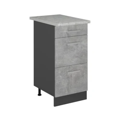 Afbeelding van Vicco Keukenonderkast R Line, Beton/Antraciet, 40 cm met laden, AP marmer