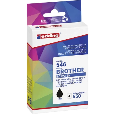 Afbeelding van Edding Inktcartridge vervangt Brother LC223BK Compatibel Zwart EDD 546 18 01
