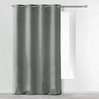 Afbeelding van ABSOLU gordijn met ogen, 140 x 260 cm, microvezel, eenkleurig, polyester, grijs