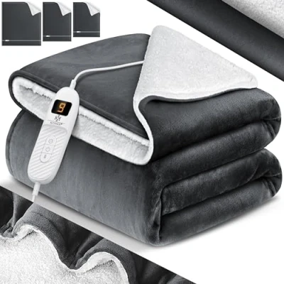 Afbeelding van KESSER® Verwarmde deken met automatische uitschakeling, 160 x 120 cm, elektrische dubbelzijdige deken, knuffeldeken voor bed en bank, 9 temperatuurniveaus, wasbaar