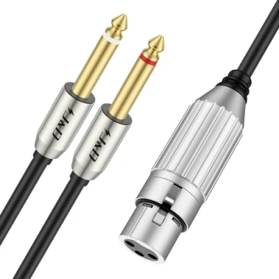 Afbeelding van J&amp;D Dual 1/4 naar XLR, XLR vrouwelijk dubbel 6,35 mm TS Mono plug stereokabel, bus inch Y splitter microfoonkabel met 2 m lengte voor superieure audio connectiviteit