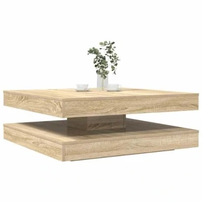 Image de vidaXL Table basse rotative à 360 degrés chêne sonoma 90x90x34,5 cm3321353