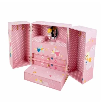 Afbeelding van TROUSSELIER Prinses Grote sieradendoos met Muziek ideaal cadeau voor jonge meisjes Menuet van Mozart Kleur: roze