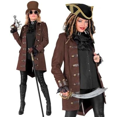 Afbeelding van Widmann Steampunk Kostuum Historische Karakter Jas Vrouw Bruin Small Carnavalskleding Verkleedkleding