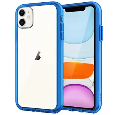 Afbeelding van JETech beschermhoes voor iPhone 11 uit 2019 6,1 inch, schokabsorberend en krasbestendig, transparant, blauw
