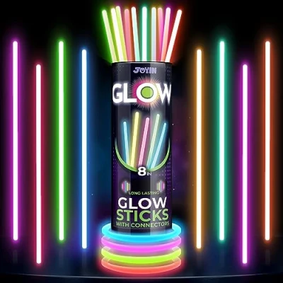Afbeelding van JOYIN 100 stuks lichtstaafjes voor kinderen, connectoren, 7 kleuren, Halloween decoratie, feest, festival, bruiloft, Kerstmis