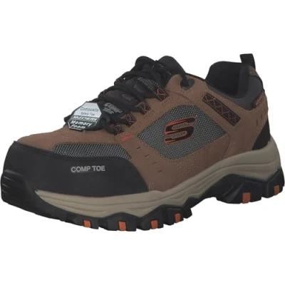 Afbeelding van Skechers GREETAH Veiligheidsschoen voor heren, werkschoenen, lage schoenen, bruin, Brown Suede Leather W Textiel, 46 EU