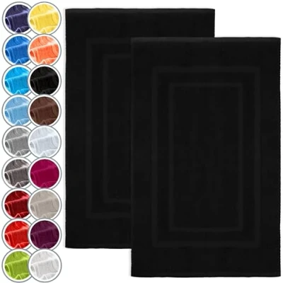 Afbeelding van NatureMark Set van 2 badmatten, premium kwaliteit, 100% katoen, 50x80 cm zwart