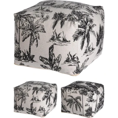 Afbeelding van Poef palmbomen 45x45x35 cm