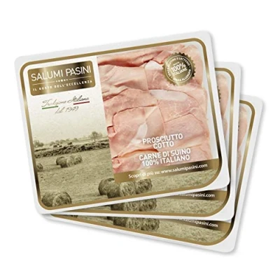 Afbeelding van Prosciutto Salumi Pasini ham, 3 schalen x 90 g, Italiaanse witte ideaal voor gastronomische worstgeschenken
