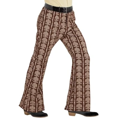 Afbeelding van Widmann Hippie Kostuum Groovy Gandalf 70s Heren Broek, Oldschool Man Bruin XXL Carnavalskleding Verkleedkleding