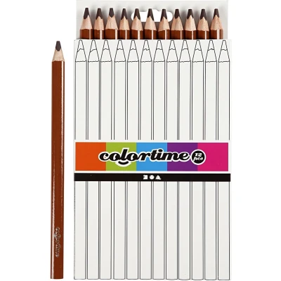 Afbeelding van Colortime Kleurpotloden Jumbo 5 Mm Vulling Bruin 12 Stuks
