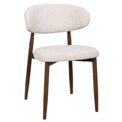 Afbeelding van Giga Meubel Eetkamerstoel Alexia Beige Metaal/Stof Set van 2