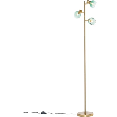 Afbeelding van QAZQA Art Deco vloerlamp goud met groen glas 3 lichts Vidro