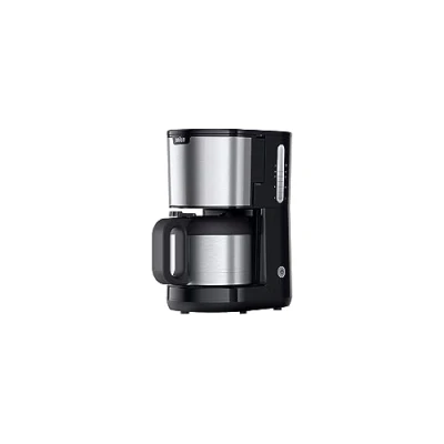 Afbeelding van Braun PurShine KF1505 BK filterkoffiezetapparaat, 1,2 liter roestvrijstalen thermoskan, voor maximaal 9 kopjes, OptiBrew systeem, druppelbescherming, draaibare filtermand, stop