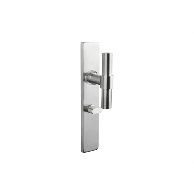Afbeelding van Lavuzo deurkruk Pesaro RVS met rechthoekig schild WC63/8 badkamersluiting Per set