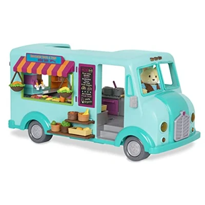 Afbeelding van Li&#039;l Woodzeez 61522Z Honeysuckle vrachtwagen restaurant zoete lekkernijen 89 delig inclusief miniatuurvoertuig en accessoires figuren niet inbegrepen vanaf 3 jaar blauw