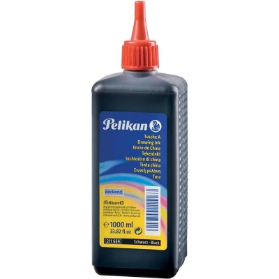 Afbeelding van Pelikan Oost Indische inkt, zwart, fles met gietstop van 1 l tekeninkt