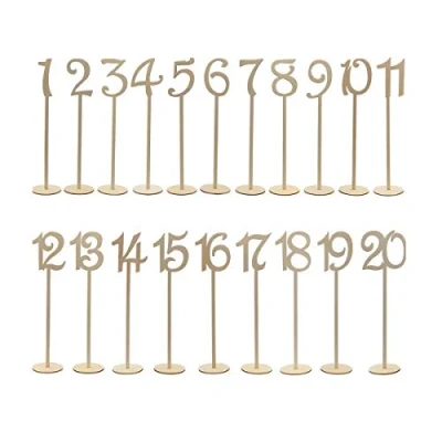 Afbeelding van Youngine Houten tafelnummers 1 20 met basisstandaard voor bruiloft, banket, feest, huisdecoratie, verjaardag (boven)
