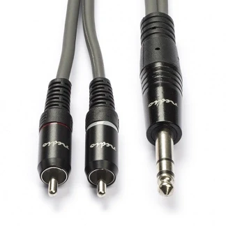 Afbeelding van Tulp naar jack 6.35 mm kabel Nedis 3 meter (Stereo, 100% koper)