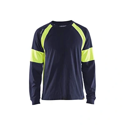 Afbeelding van Blaklader 35201030 T shirt met lange mouwen, marineblauw/geel, maat 4XL