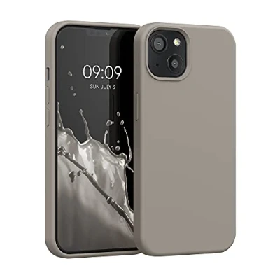 Afbeelding van kwmobile telefoonhoesje geschikt voor Apple iPhone 13 Hoesje met siliconen coating Smartphone case in taupe