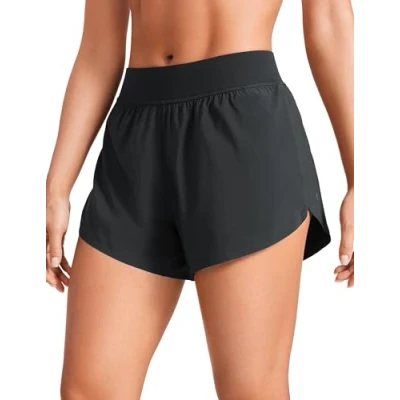 Afbeelding van CRZ YOGA Hardloopshort voor dames met hoge taille, sneldrogend, zwart.