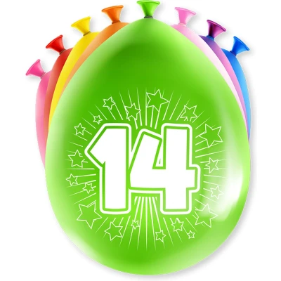 Afbeelding van Ballonnen 14 jaar party 30cm 8 stuks