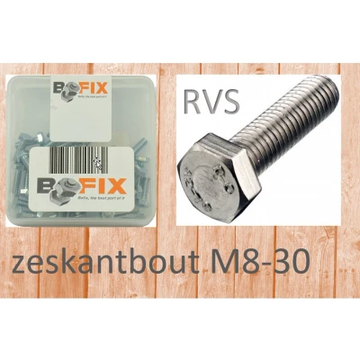 Afbeelding van Bofix Bout Zeskant M8X30 Rvs (P25)