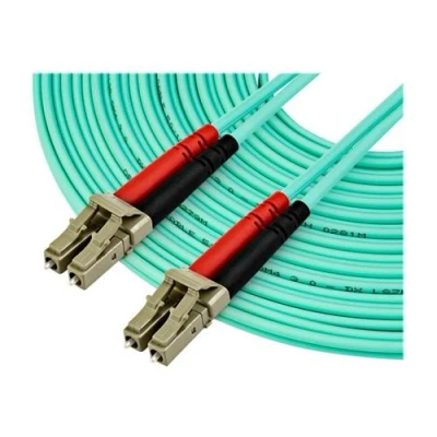 Image de StarTech.com 10 m OM4 LC to Multimode duplex Fiber Optic Patch Cable Aqua 50/125 40/100Gb LSZH (450FBLCLC10) Cordon de raccordement multi mode (M) pour fibre optique 50 / 125 micro