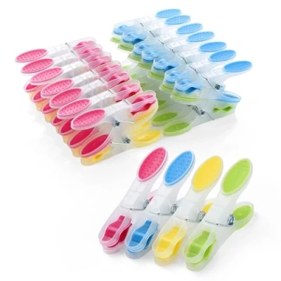 Image de AiQInu Lot de 30 pinces à linge, en plastique avec silicone antidérapant, pince linge multicolore ne laisse pas marques pour sous vêtements, pantalon