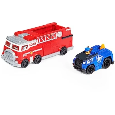 Afbeelding van Paw Patrol True Metal Teamvoertuig Brandweerwagen En Chase Reddingsvoertuig