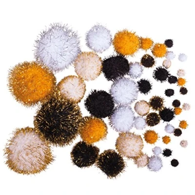 Afbeelding van RAYHER 76531000 Pompons van metaal, zwart en goud