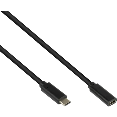 Afbeelding van USB C naar verlengkabel USB3.2 (tot 10 Gbit/s) PD tot 20V/5A video 4K 60Hz / zwart 1 meter
