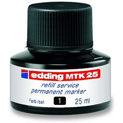 Afbeelding van edding MTK 25 navulinkt zwart ml met capillaire systeem, ideaal voor het schoon en eenvoudig bijvullen van bijna alle permanente markers