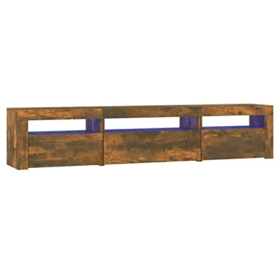Afbeelding van vidaXL Tv meubel met LED verlichting 195x35x40 cm gerookt eikenkleurig