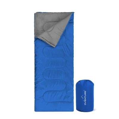 Image de Sac de couchage Oventure SleepPlus bleu 3 saisons Confortable jusqu&#039;à 8 C Pour le camping, l&#039;hébergement et les festivals